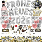 Aastavahetuse dekoratsioon 2025 - &Otilde;nnelik uusaasta &otilde;hupall, foto rekvisiidid, glitter-konfettide lauakaunistus, &otilde;nneliku uue aasta dekoratsioon, aastavahetuse pidu