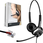 GEQUDIO peakomplekt, mis &uuml;hildub Yealink, Snom, Avaya, Grandstream telefoniga - sisaldab RJ-kaablit - k&otilde;rvaklapid ja mikrofon koos asenduspadjaga - eriti kerge 80g (2-k&otilde;rvaline)