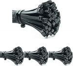 ERKO pakend 100 professionaalset kaablikinnitust 200 x 4,8 mm UV-kindel hoidik kaablikinnitustele, must, temperatuurikindel, kemikaalikindel (4 tk)