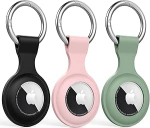 Schutzh&uuml;lle f&uuml;r AirTag - Silikonh&uuml;lle f&uuml;r AirTag Schl&uuml;sselanh&auml;nger f&uuml;r Schl&uuml;ssel, Taschen, Gep&auml;ck, Haustierhalsb&auml;nder, Anti-Verlust und Kratzfestes Design f&uuml;r Apple Air Tags 2021 (Schwarz/Rosa/Gr&uuml;n)