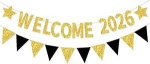 Welcome 2026 Banner Happy New Year Banner Hello 2026 Cheers to 2026 Garland for New Year's Eve Party Decorations