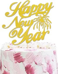 Happy New Year Cake Toppers Snowflake Gold Glitter 2024 uusaasta &otilde;htu Tere 2024 Cheers to 2024 Happy New Year Decorations for New Year Winter Festive Holidays Christmas Party Decorations