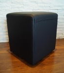 Quattro Meble Real Leather Stool 40 x 40 x 45 cm Cowhide Seat Cube Footstool Upholstered Stool Real Leather Puff Black
