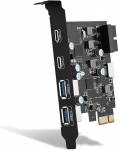 USB 3.0 PCIE Card 6 Ports PCI-E Card to USB 3.0 Type C (2), Type A (2) 19 Pin Connector Type E(A-Key) PCI Express Expansion Card for Desktop PC Window