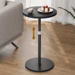 Asgolion Small Side Table Height Adjustable Drink Table for Small Spaces Martini Table Cocktail Tables Weighted Base for Living Room Bedroom Bathroom Office Black