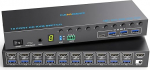 10 Port 8 Port KVM Switch HDMI 4K@60Hz EDID simulatsioon, USB 3.0 HDMI KVM l&uuml;litid 10 PC jagamiseks 1 monitor ja 4 USB seadet, KVM l&uuml;liti koos Audio RS232 juhtmega kaugjuhtimispuldi ja 10 USB kaabliga