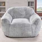 Homguava Giant Bean Bag Chair, Bean Bag with Armrests, Filled High Density Foam, Cozy Plush Chair, Large Bean Bag for Adults in Living Room, Bedroom (Light Grey)