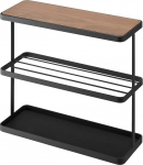 Yamazaki 6707 Tower Side Table, Black, Steel/Wood, Minimalist 48 x 18 x 44 cm