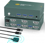 8K60Hz HDMI USB 3.0 KVM l&uuml;liti 2 PC 2 monitori, 4K144Hz KVM l&uuml;litid, 2 PC 2 monitori l&uuml;liti 2 USB kaabliga klaviatuuri, hiire, printeri jagamiseks ja toetab kuni 3 USB seadet