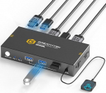 8K @ 60Hz HDMI KVM Switch 2 PC 1 monitor, USB 3.0 KVM l&uuml;litid 2 arvutile, mis jagavad 1 monitori, 3 USB 3.0 seadmega, juhtmega t&ouml;&ouml;laua kontroller ja 2 USB 3.0 kaablit, Adaptive EDID