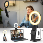 Ring Light LED Video Light Continuous Light Laptop PC, Evershop 5 Inch Streaming Light with Tripod and Mobile Phone Holder 3 Light Colours + 10 Brightness 360&deg; Rotatable Video Conference Light for