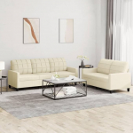 LAPOOH 2-Piece Sofa Set with Cushion Cream Faux Leather, Sofa Bed, Sofa Bed, Couch with Sleep Function, Sofa Bed, Relaxing Sofa, Sofas and Couches 3201379