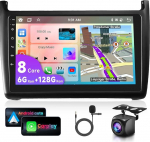 6G + 128G 8-tuumaline 9-tolline autoraadio Bluetooth VW Polo 2011-2016 Carplay Android auto, DSP, WiFi GPS Navi RDS/FM, Android 15 raadio 2 DIN koos AHD tagurduskaameraga