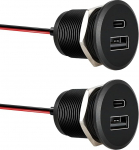 acegoo USB C pistikupesa 12 V matkaauto laadija t&auml;isalumiiniumist, C-t&uuml;&uuml;pi USB &uuml;hendus PD3.0 QC3.0 autopesa paigaldusadapter matkaauto paadi veoauto haagissuvila jaoks (v&auml;ike paneel x 2)