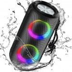 Bluetooth Lautsprecher mit Licht, Musikbox Tragbarer 24W Stereo-Klang, RGB-Beleuchtung, 24-Stunden-Akkulaufzeit, AUX-in, Bluetooth 5.3, wasserdicht (IPX6) - ideal f&uuml;r Outdoor-Strand-Camping