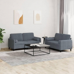 Juroupi 3201995 2-Piece Sofa Set with Cushion Sofa Living Room Sofa Set Sofas for Living Room Dark Grey Velvet