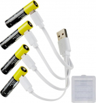 C-t&uuml;&uuml;pi liitium akud AAA, 1,5 V USB Li-Ion AAA aku laetav, 1700 mWh koos C-t&uuml;&uuml;pi laadimiskaabliga, kiirlaadimine 2 tunniga, (4 tk) (4AAA)