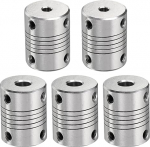 sourcing map Wellenkupplung aus Aluminiumlegierung, 4 mm bis 6 mm, flexible Kupplung, Motorverbinder, Schrittmotor-Kupplung f&uuml;r CNC-Maschine und 3D-Drucker (L25 x D19), 5 St&uuml;ck