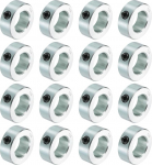 sourcing map 16-teiliges Set Schraubenmanschetten, 2,2 cm Bohrung, Karbonstahl, Schaftmanschetten, 3,8 cm Au&szlig;endurchmesser, 9/16 Zoll Breite, Schlossachsenmanschette f&uuml;r Linearstangenwellenf&uuml;hrung