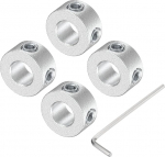 sourcing map Screw Shank Collar for 6mm Shank, 4 Clamping Collars 12mm OD, 6mm Thickness, Aluminum Alloy Clamping Collar with M4 Adjusting Screws and a Wrench