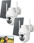 COCOCAM 2 x 2K Outdoor Surveillance Camera, Battery WiFi, Solar Camera, Outdoor Camera, Wireless with AI Human Detection, Coloured Night Vision, Alexa Compatible, 2-Way Audio