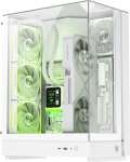 GAMEMAX T20 WH M-ATX Gaming Case 270&deg; panoraamne karastatud klaas 90&deg; emaplaadi vertikaalse GPU-ga 2 x 120 mm ARGB ventilaator 360 mm radiaator SFX/SFX-L BTF-valmis valge PC-korpus valge ehitusega valge