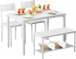 sogesfurniture 4-osaline s&ouml;&ouml;gilauakomplekt 1 pingi ja 2 tooliga, k&ouml;&ouml;gipink 4 inimesele, puidust k&ouml;&ouml;gilaud ja toolid piiratud ruumi jaoks (valge)