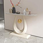 Konsoolne diivanilaud, kivipaneel metallist raamiga, lihtne elutoa k&uuml;ljelaud, koridorile, fuajeele, sissep&auml;&auml;sule, sissep&auml;&auml;sualale, kaasaegne kaunistus (naturaalvalge 2.100 cm / 39.3 tolli)