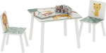 AIYAPLAY Kindertisch mit Stuhl, Kindertisch und 2 Kinderst&uuml;hle aus Holz zum Zeichnen, Spielen, Lernen, Tiermotive, f&uuml;r Zimmer, Krippe, Spielzimmer, M&auml;dchen & Jungen 3-8 Jahre, gr&uuml;n