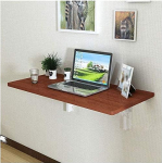 Kokkupandav arvutilaua seinale paigaldatud v&auml;ikese ruumi kodukontori lehestikulaud