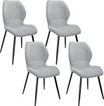 S&ouml;&ouml;gitoa toolid, komplekt 4, kaasaegsed s&ouml;&ouml;gitoa toolid, k&ouml;&ouml;gitoolid, linane k&auml;snpadi, metallist jalad ja rombikujuline muster, polsterdatud hall