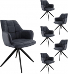 Londoni s&ouml;&ouml;gitoolide komplekt, 6 tooli, k&auml;etoed, s&ouml;&ouml;gitoolid, k&ouml;&ouml;gitoolid, toolid s&ouml;&ouml;gituppa, tekstiilkate, tumehall, 360&deg; p&ouml;&ouml;ratav, metalljalad, must kassettviltimine