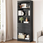 180 x 60 x 24 cm reguleeritava riiuliga raamaturiiul, raamaturiiul avatud lahtritega, k&otilde;rge kapp, seisev riiul, vannitoakapp, mitmeotstarbeline kapp vannituppa, elutuppa, magamistuppa (must)