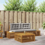 Outdoorm&ouml;bel-Set Akazienholz Terrassenm&ouml;bel Sofagarnitur als Gartenm&ouml;bel Set 3 St&uuml;cke mit Kissen in Natur und Hellgrau