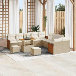 Modulares Gartensofa-Set 17-teilig beige Poly-Rattan mit Kissen, 17-teiliges Rattansofa f&uuml;r Garten als Outdoor-Sofagarnitur