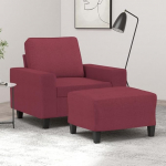 Moderner Sessel mit gepolstertem Hocker in Weinrot aus strapazierf&auml;higem Stoff, Grauer Sessel mit Fu&szlig;hocker f&uuml;r Entspannung und Komfort, bequemer mit Hocker