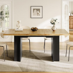 Merax Ausziehbarer Esstisch 120-160 x 80 cm, K&uuml;chentisch mit integriertem Regal, innenliegender Einlegeplatte, Holzoptik, platzsparend f&uuml;r K&uuml;che&Wohnzimmer