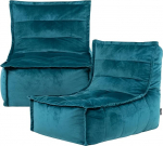 Icon Dolce Bean Bag Lounger t&auml;iskasvanutele, Teal, 2 tk, kohev sametkangas, hiiglaslik Bean Bag Velvet koos t&auml;idisega, Bean Bag tool, mugav tugitool elutuba, salong, magamistuba, kontor