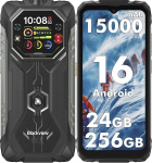 Blackview Rock 1 v&auml;ljas mobiiltelefon Android 16, 24GB + 256GB/2TB v&auml;ljas nutitelefon, 15000mAh &auml;ritelefon, 20MP &ouml;&ouml;n&auml;gemine, Gemini AI, 6,56-tolline HD + IPS 2,01-tolline, IP69K veekindel, NFC / GPS / 3-aastane garantii