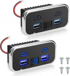 Linkstyle USB autopesa 62W Dual USB-A & Dual Type-C pordipaneel koos voltmeetriga 12V/24V auto veoauto meres&otilde;iduki jaoks (pakett 2)