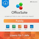 OfficeSuite Family | 5-in-1-Office-Paket | Dokumendid, tabelid, esitlused, PDF, E-Mail & Kalender | Lizenz f&uuml;r 1 Jahr | 1 Windows-PC & 2 Mobilger&auml;te | 6 kasutajat [Online-kood]
