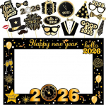 Uue aasta pildiraami rekvisiidid - 91,4 x 61 cm, 36-st pakett, Happy New Year Photo Booth rekvisiidid uue aasta dekoratsioonid 2022, uusaasta pildiraam NYE jaoks
