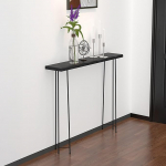 Konsolentisch Schmal aus Massivholz, Flurtisch mit Unregelm&auml;&szlig;iger, Nat&uuml;rlicher Kante, Kleiner Ausstellungstisch mit Metallbeinen, Einfache Montage(100 * 20 * 90cm/39.4 * 8 * 35.4in)