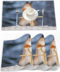 Americanische Tischsets, waschbar, Kunststoff, Eichh&ouml;rnchen, Winter, Schnee, niedliches Tier, Nicht rutschig, hitzebest&auml;ndig, Set mit 4 Tischsets f&uuml;r K&uuml;chentisch, 30 x 45 cm