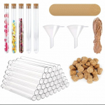 40 Kunststoffrohre mit Korken und Etiketten f&uuml;r DIY Handwerk, 20 ml Fassungsverm&ouml;gen, 150 x 16 mm, inklusive 40 Pfeifen, 40 Korken, Etiketten, Hanfseil und Trichter, Aufbewahrung von