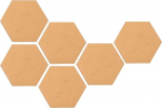 FORVOLWCO 6 korgilehe pakett isekleepuv kuusnurk koos 50 surun&otilde;elaga, 30 x 26 cm seina korgipaneelid tugeva liimiga, kuumakindel korgimatt DIY mudeli tegemiseks k&auml;sit&ouml;&ouml;ks Pin Board Cork Tile