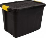 Strata pakend 6-st raskekaalulise hoiukastist, turvaline virnastatav kast - 60 liitrit - 60 x 40 x 40 cm - vastupidavus kuni 630 kg - must/kollane