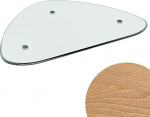 Fijinhom puidust kohvilaud, kolmnurkne elutoa laud, keskaja disainiga, klaasist laud 8 mm karastatud klaasist ja 18 mm MDF jalad, l&auml;bipaistev klaas, 90 x 65 x 40 cm.