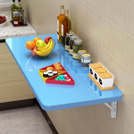 Robuster, zusammenklappbarer Tisch zur Wandmontage, f&uuml;r kleine R&auml;ume, 70 x 40 cm, ideal f&uuml;r K&uuml;che, Waschk&uuml;che und Restaurant, Blau