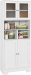 HOMCOM Highboard k&ouml;&ouml;gikapp kapi kapi kapi 4 uksega reguleeritavad s&uuml;vendid ja riiulid klaasuksed hoium&ouml;&ouml;bel elutuppa s&ouml;&ouml;gituppa 60 x 30 x 145,5 cm valge